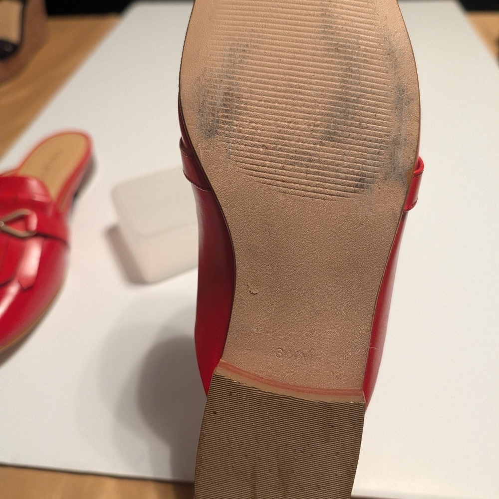 Talbots Cassidy Red leather Mules with Fringe Detail - Picture 7 of 8